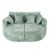 Boneless Design Upholstered Sofa Bed With Cup Holders
