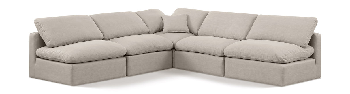 Indulge - Linen 5 Piece Modular Corner Armless Sectional