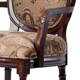 Bernice - Traditional Oval Back Chair With Floral Carvings - Brown / Beige Gray