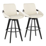Cosmo - Fixed-Height Barstool (Set of 2) - Black Wood Base, Black Footrest