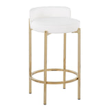 Chloe - Counter Stool - Gold Metal And White Faux Leather (Set of 2)
