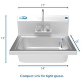 17 in. Stainless Steel Commercial Hand Sink with Gooseneck Faucet, Bowl Size 14" x 10" x 5" - SH17-4GNF.