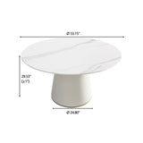 Modern Artificial Stone Round Plywood Base Dining Table, Can Accommodate 6 People, (Not Including Chairs) - White / Beige