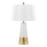 Penelope - Contemporary Ceramic Table Lamp - White & Gold Ceramic Body And White Shade