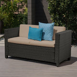 Puerta - Loveseat Outdoor Seating With Water Resistant Cushions - Dark Brown