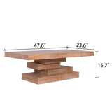 Modern Rustic Coffee Table, Rectangular Center Table For Living Room - Natural Wood Wash / Rustic