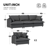 Living Room Set Modular Sectional Couch, Upholstered Sofa & Armchair & Movable Ottoman