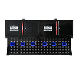 Wall Mounted Double Door Storage Cabinet With Tool Rack And Hooks, Stainless Steel - Black / Red