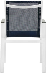 Nizuc - Outdoor Patio Dining Arm Chair With White Frame And Gray Arms (Set of 2)