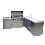 Mont Alpi Original Series 8 Ft L-Shaped Propane Outdoor Kitchen Island w/ Side Burner & Beverage Center - MAi805-90BEV