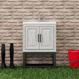 Modern Freestanding Bathroom Vanity With Ceramic Sink, Hot And Cold Faucet, Storage Cabinet & Open Shelf