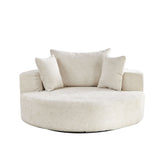 Single Swivel Chair, Fluffy Modern Sleeper, 360 Degree Swivel Chair For Living Room - Beige