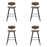 Fox - Bar Height Curved Back Wood Bar Stool With Faux Leather Seat