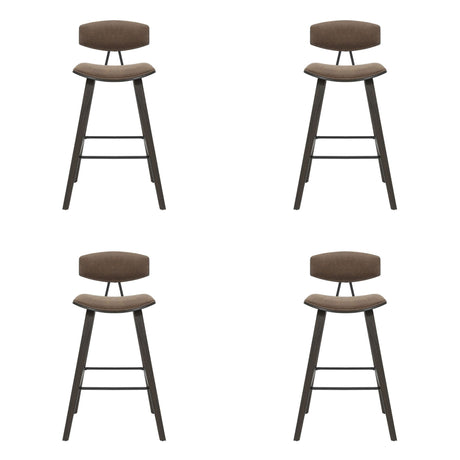 Fox - Bar Height Curved Back Wood Bar Stool With Faux Leather Seat