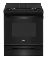 Whirlpool WEG515S0LB black gas range front
