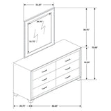 Melody - 6-Drawer Upholstered Dresser With Mirror - Gray