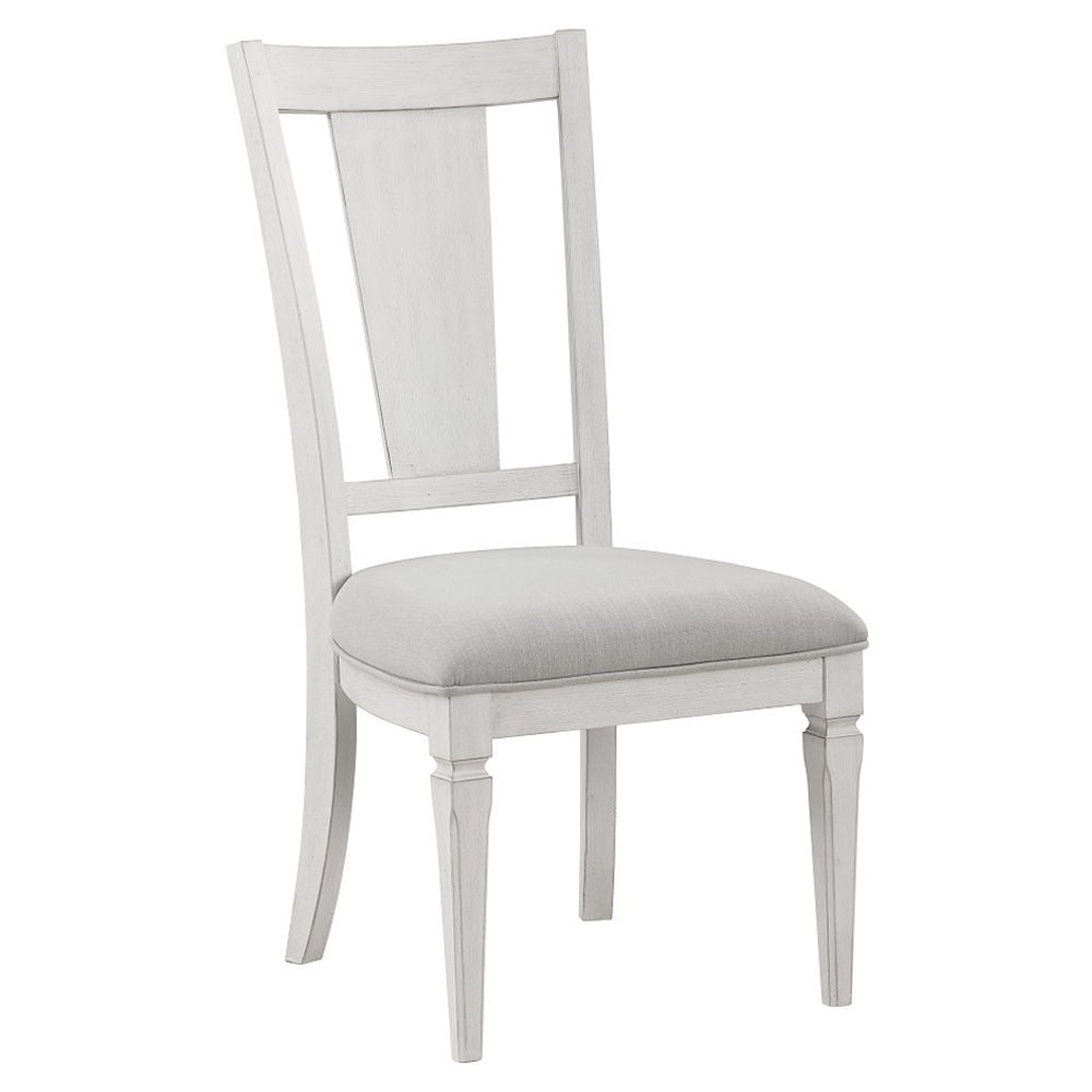 Katia - Side Chair Set of 2) - Light Gray Linen & Weathered White