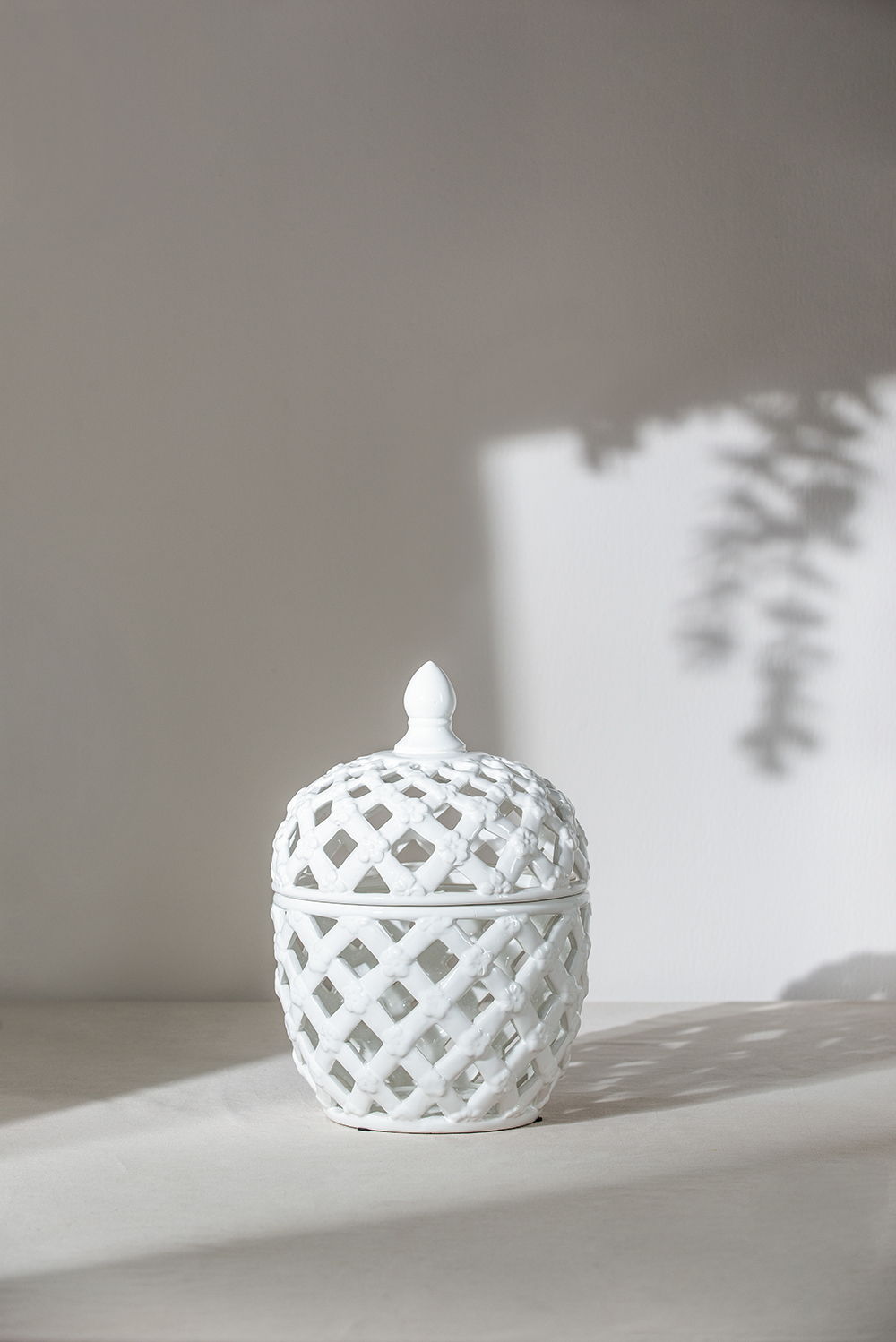 Ballas - Bird Lidded Jar - White