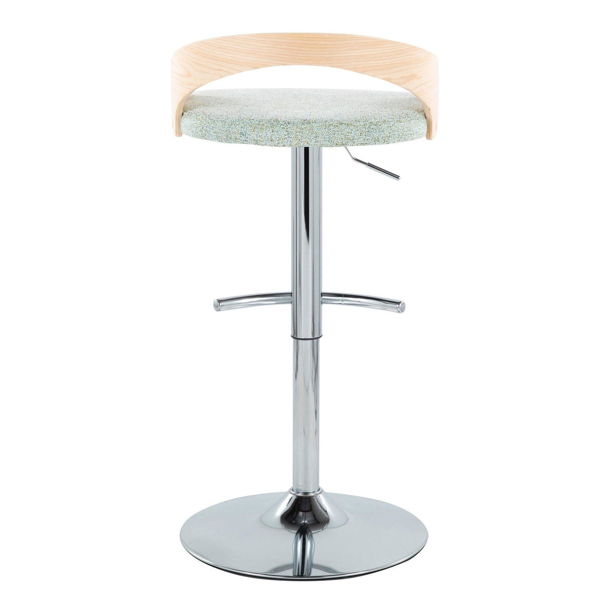 Grotto - Adjustable Barstool - Chrome Metal, Natural Wood