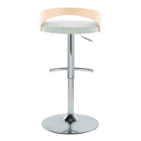 Grotto - Adjustable Barstool - Chrome Metal, Natural Wood
