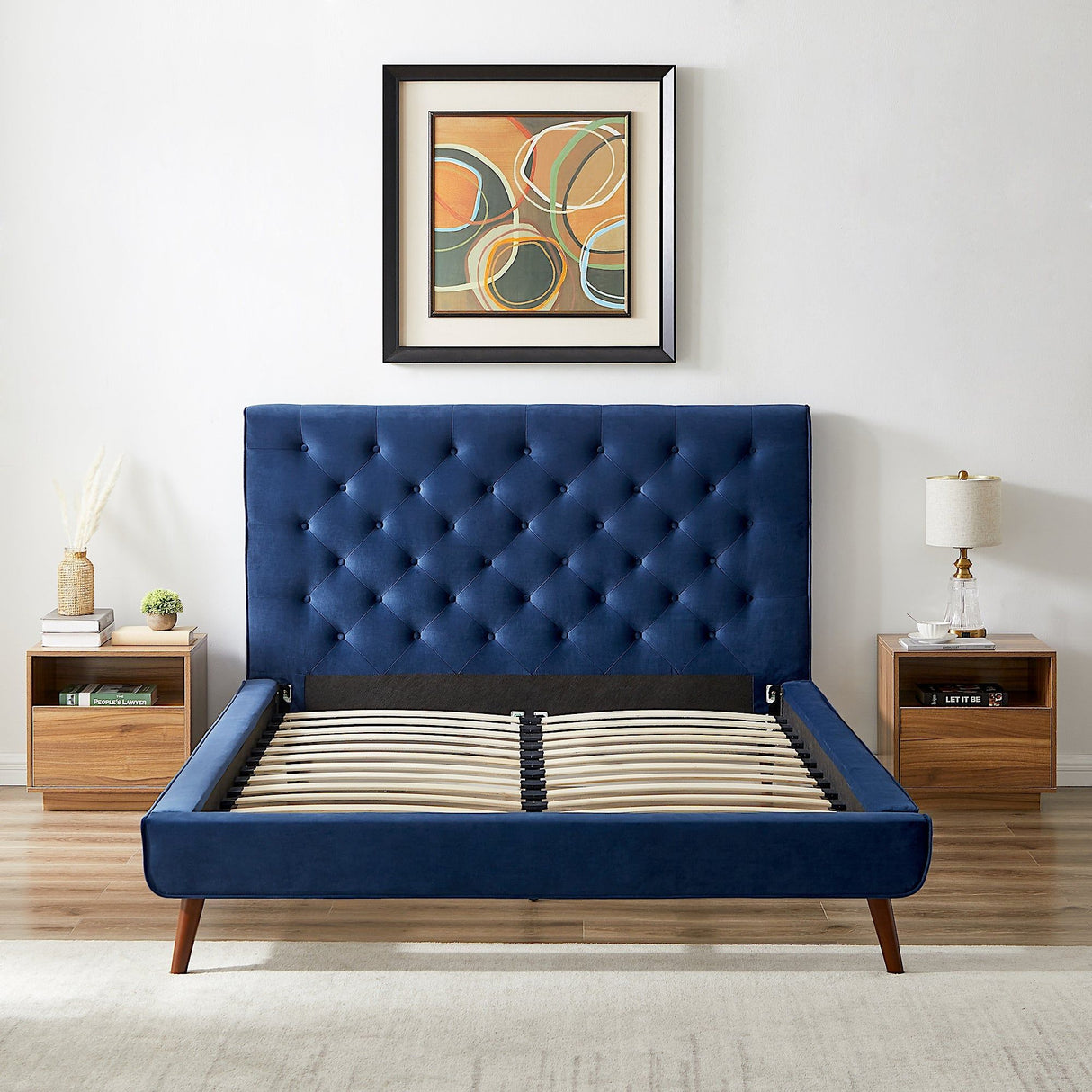 Dillon - Mid-Century Velvet Platform Bed
