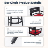 Outdoor Swivel Bar Chairs, 360 Degree Rotation, Ergonomic Backrest (Set of 2)