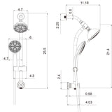 Multi Function Dual Shower Head Shower System With 4.7" Rain Showerhead, 7 Function Hand Shower, Adjustable Slide Bar