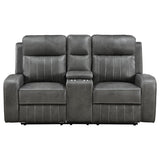 Raelynn - Upholstered Track Arm Motion Loveseat - Gray