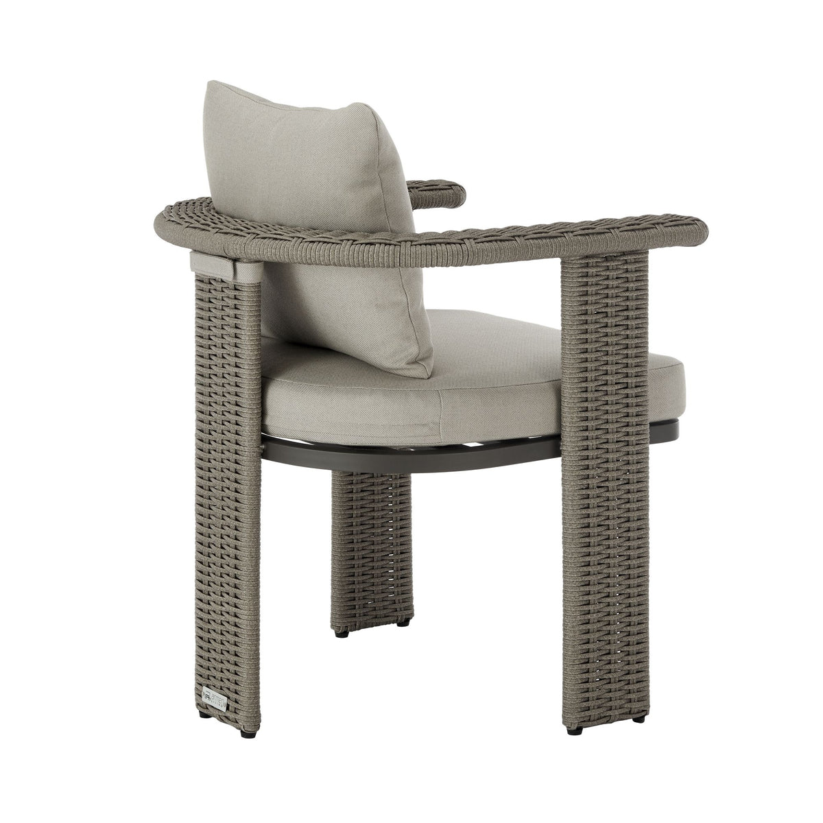 Ciela - Outdoor Dining Chair With Rattan Trim Aluminum Frame And Clouded Taupe Cushion (Set of 2) - Dark Bronze / Gray