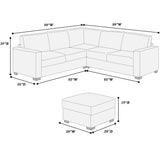 4 Piece Sectional Set With USB Ports, Left Arm Facing / Right Arm Facing Loveseat, Corner Wedge, Cocktail Ottoman, 2 Pillows - Chocolate