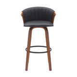 Diana - Swivel Walnut Wood Faux Leather Counter Stool