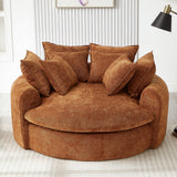 Boneless Round Chaise Sofa With Dual Layer Cushions And 8 Throw Pillows - Orange