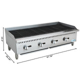 48 in. Commercial 4-Burner Natural Gas Charbroiler with 120,000 BTU in Stainless-Steel KM-GCB4-48M)