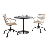 Dakota - Preston 3 Piece Dining Set - Black Metal, Black Wood, Antique Copper, Whitewashed Wood