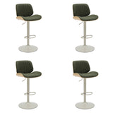 Brock - Adjustable Swivel Curved Back Wood Bar Stool With Faux Leather Seat