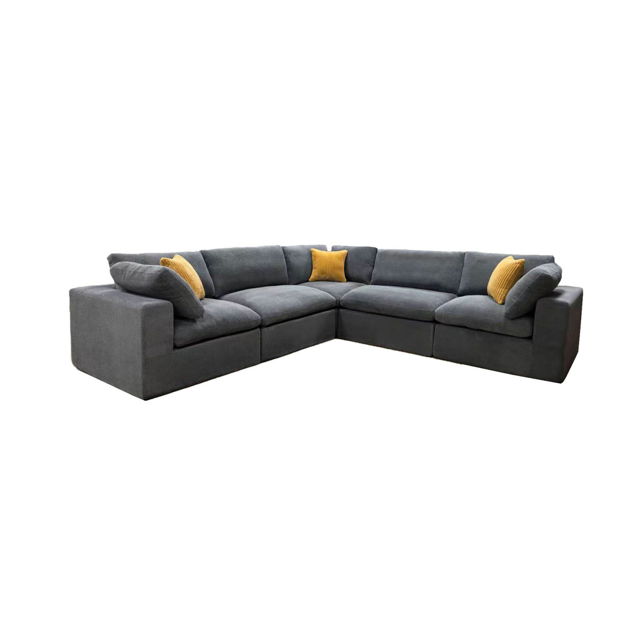 Coffee Bean Like Upholstery Full Compressed Modular Sectional With Toss Pillows - Light Gray