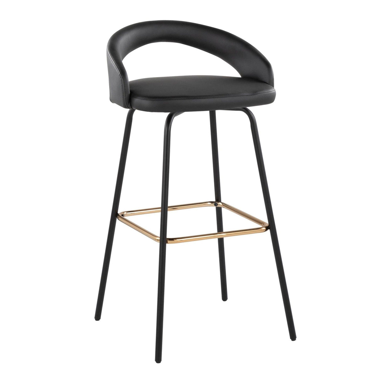 Grotto - Upholstered Fixed-Height Barstool - Black Metal
