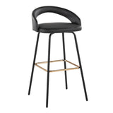 Grotto - Upholstered Fixed-Height Barstool - Black Metal