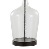 Botella - 28" Glass Table Lamp (Set of 2) - Clear Dimpled Glass And Oil Bronze Metal With Natural Linen Shade And Built-In USB Port from Grandview Gallery