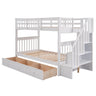Stairway Bunk Bed With Storage And Guard Rail For Bedroom