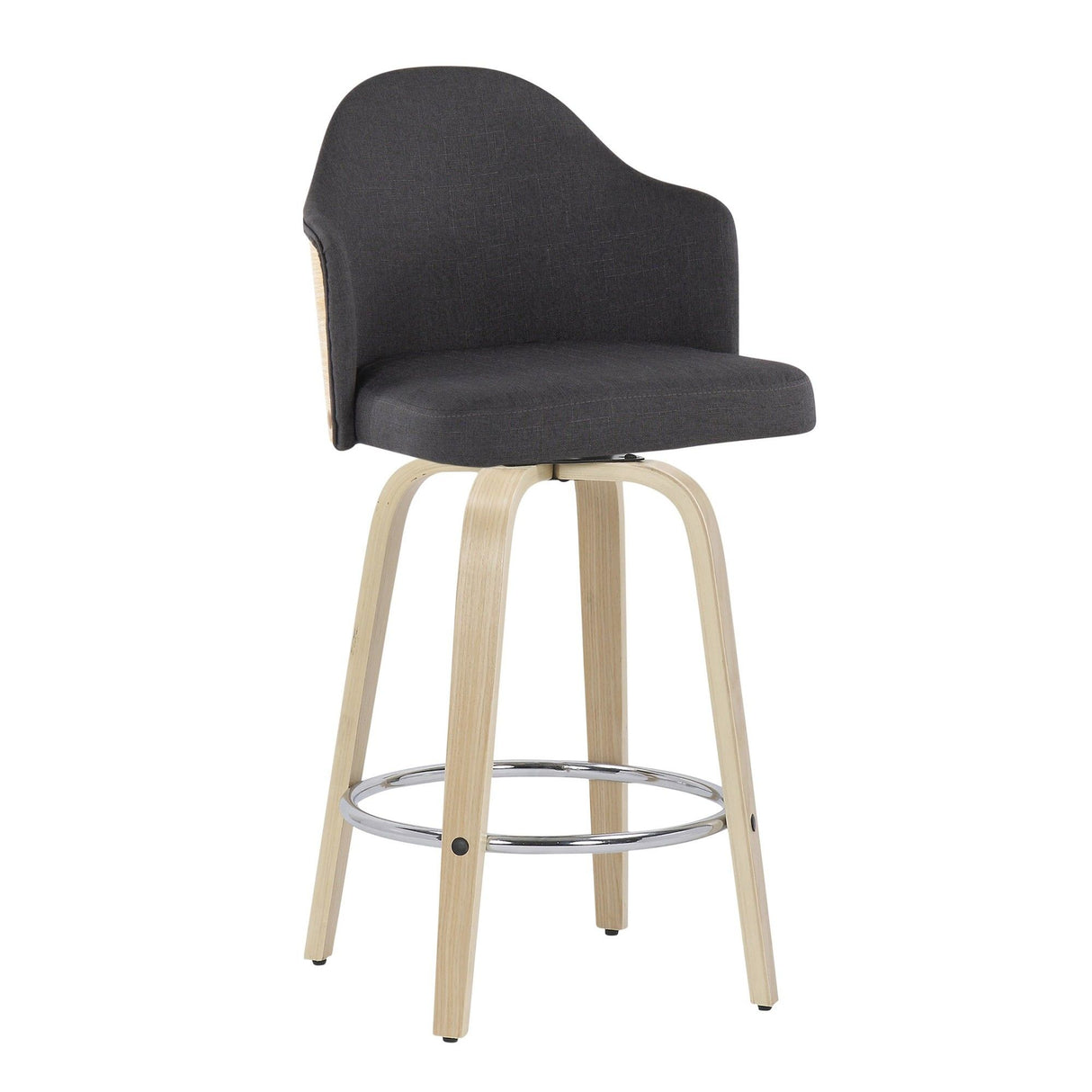 Ahoy - Contemporary Fixed-Height Counter Stool With Natural Bamboo Frame (Set of 2)