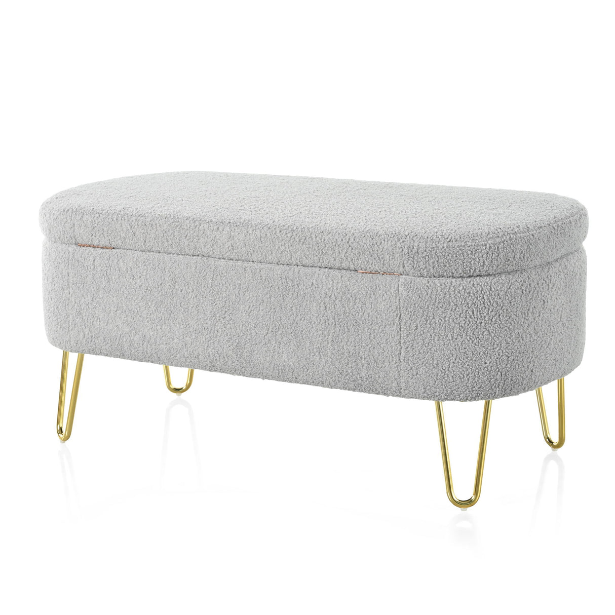 Upholstered Oval Storage Bench For Living Room