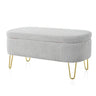 Upholstered Oval Storage Bench For Living Room