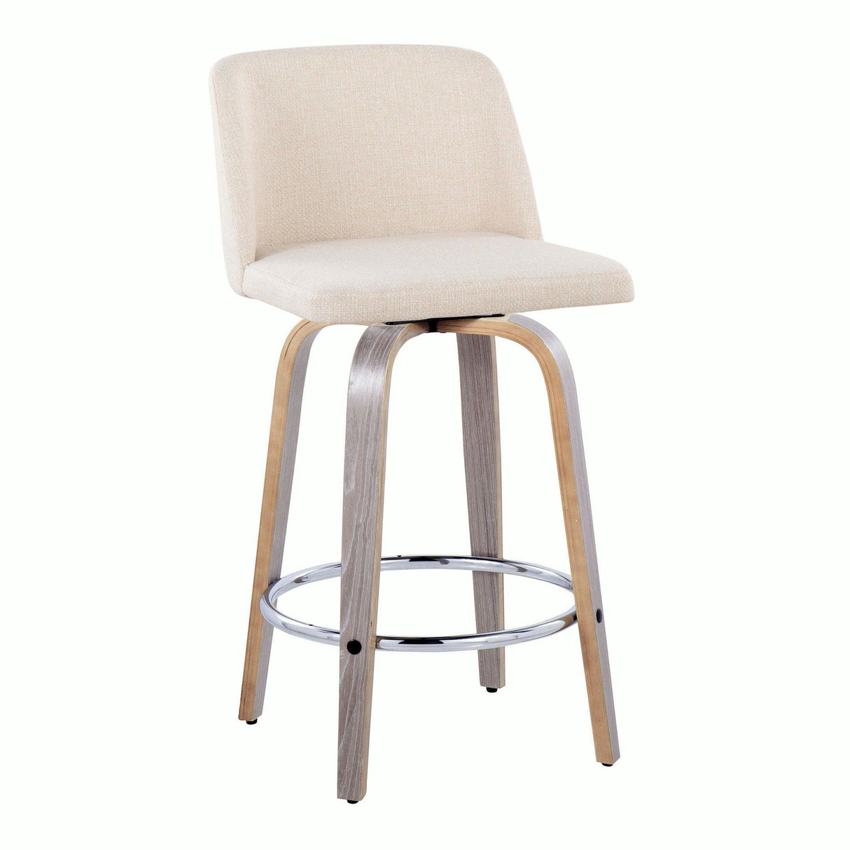 Toriano - 26" Fixed-Height Counter Stool (Set of 2) - Light Gray And Cream