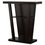 2 Shelf Console Table With V Shape Design - Brown
