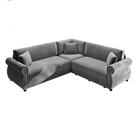 L-Shaped Sofa Couch With Pull-Out Bed