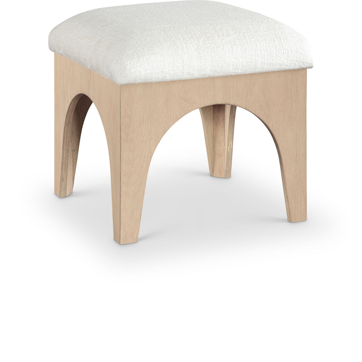 Lawson - Chenille Fabric Ottoman - Natural Base
