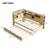 Daybed With Storage Shelves, USB Charging, And Trundle Bed