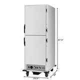 33 in. Commercial Insulated Heated Holding/Proofing Cabinet with 36-Pan Capacity and Solid Dutch Doors in Silver (KM-CHP36-SIDD)