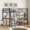Bed With 3 Layers Of Shelves And Desk, Stylish Frame Bed